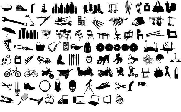 Series of black and white design elements vector material -12 (item Silhouette)