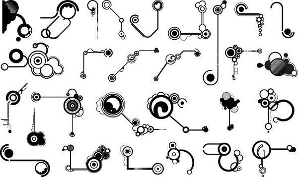 Series of black and white design elements vector material -11 (line shape)