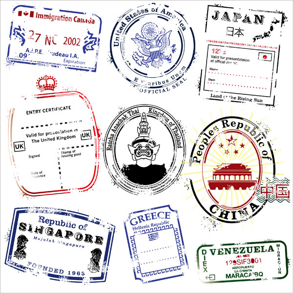 Several countries postmark vector material