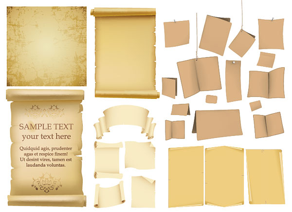 Old paper, kraft paper, old books of the vector material