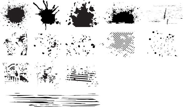 Series of black and white design elements vector material -6 (ink blot)