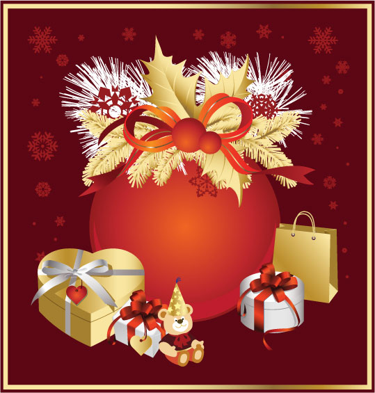 Christmas, ribbons, bows, gift vector