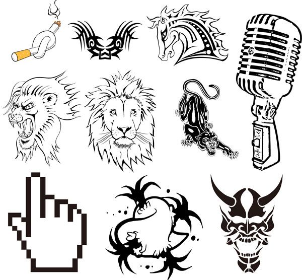 Totem, tattoos, cigarettes, horse, lionhead, leopard vector