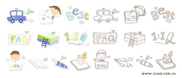 Cute icon series vector material-3