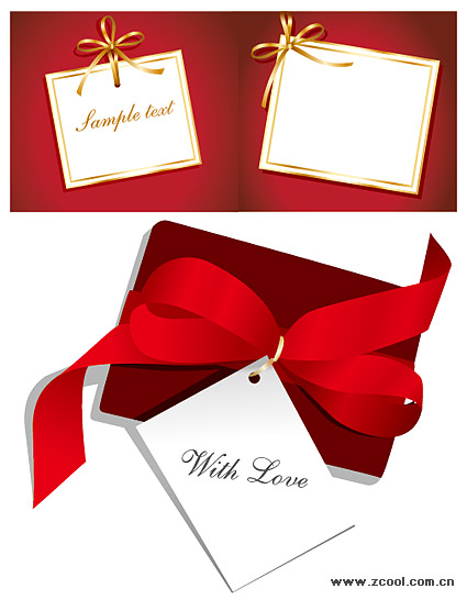 White cardboard ribbon bow vector material