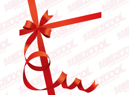 Red Ribbon bow vector packaging material