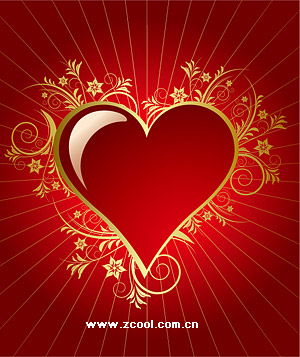 Red crystal heart-shaped pattern vector material