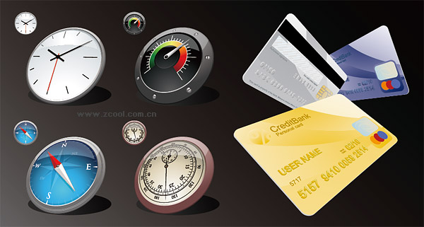 Clock compass card vector material
