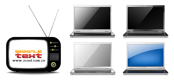 TV with laptop vector material