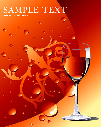 Red wine glass with water Vector material