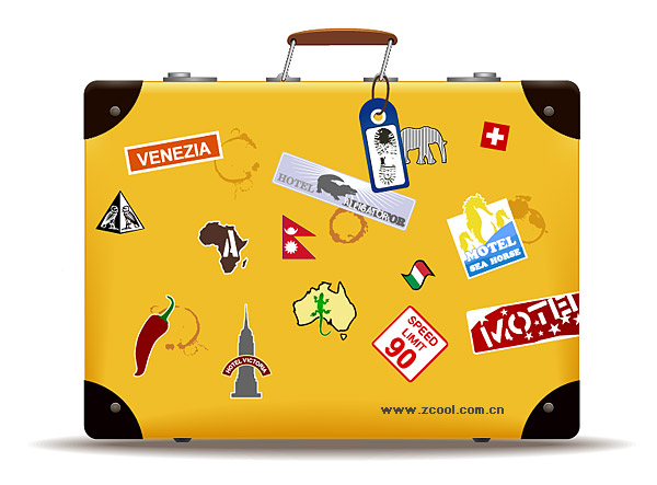 Yellow suitcase vector material