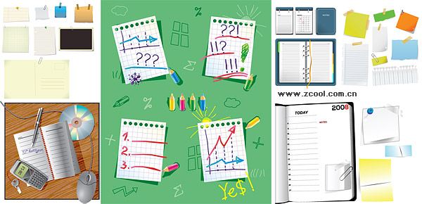 Variety of stationery material vector