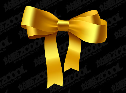 Gold Ribbon Bow vector material