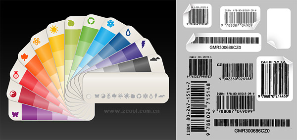 Color paper card with bar code vector material
