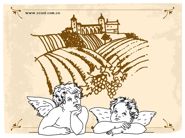 Line drawing Cupid and Eros Manor vector material