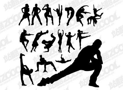 Vector People silhouette dance moves material