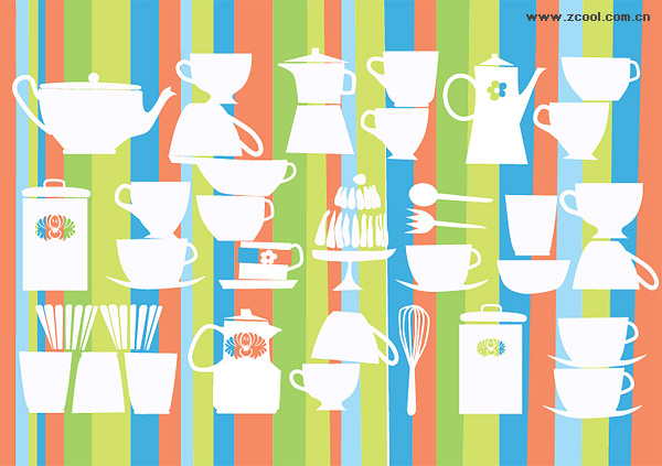 Lovely tableware vector background material