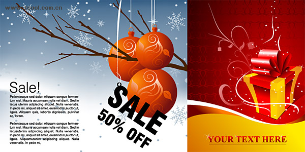 Winter discount sales and present pattern vector material