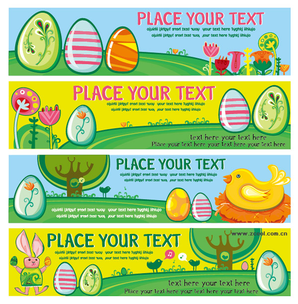 Easter eggs Vector banner material