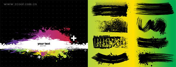 Variety of vector material ink marks