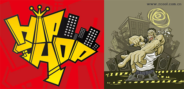 Vector illustration trend HipHop music material