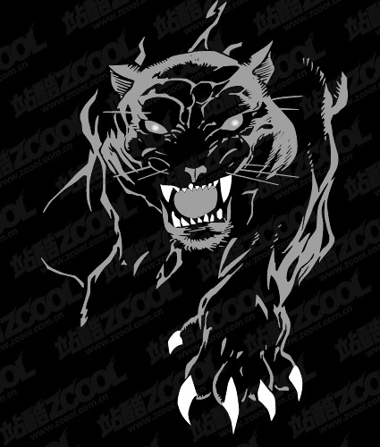 Ferocious panther vector material