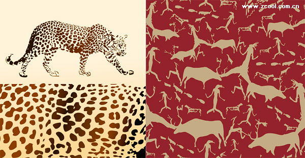 Vector background of leopard and animal material