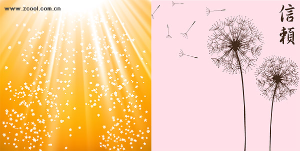 Dandelion and light vector background material