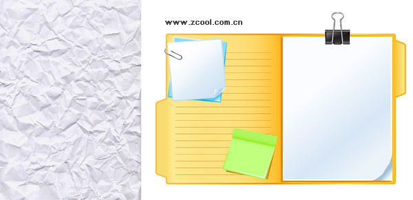 Very wrinkled and the White Paper notes vector material