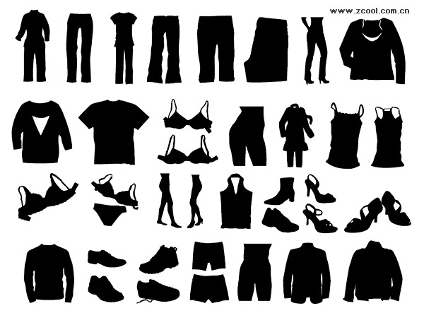 Vector silhouette of clothing and shoes