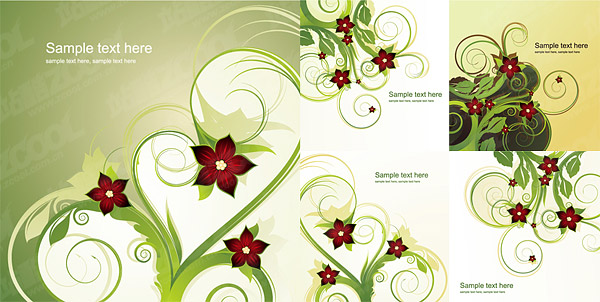 5 Fashion flower pattern vector material