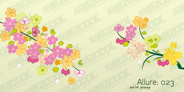 Lovely flowers, branches vector material