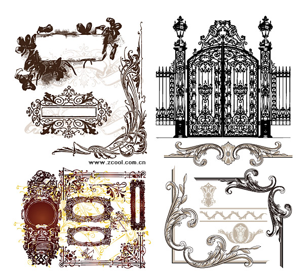Variety of practical European-style lace pattern vector material