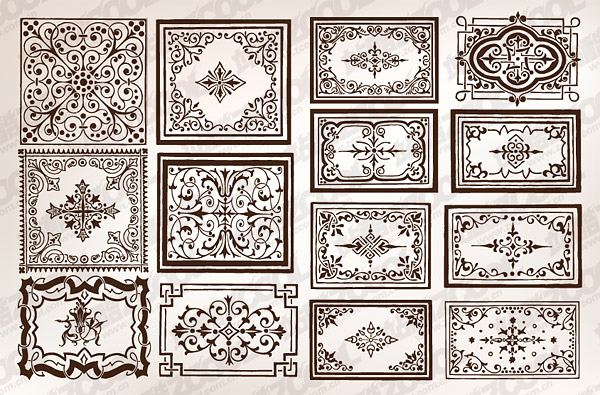 Variety of practical European-style lace border vector material