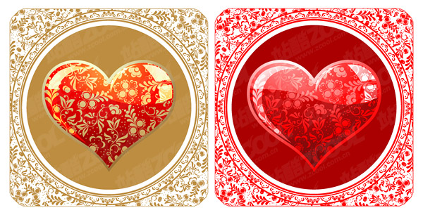 Beautiful crystal style heart-shaped pattern vector material