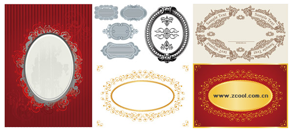 Continental 6 oval lace material vector