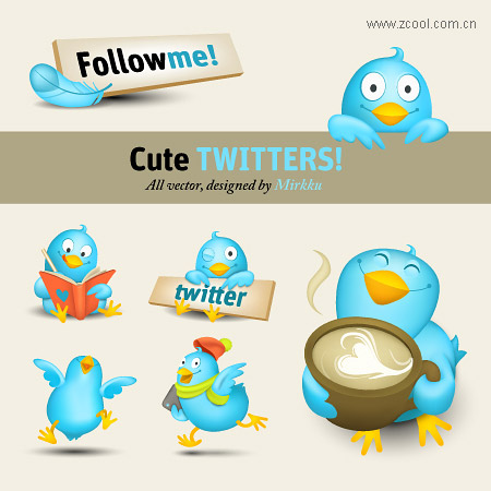 Vivid image of twitter icon vector material