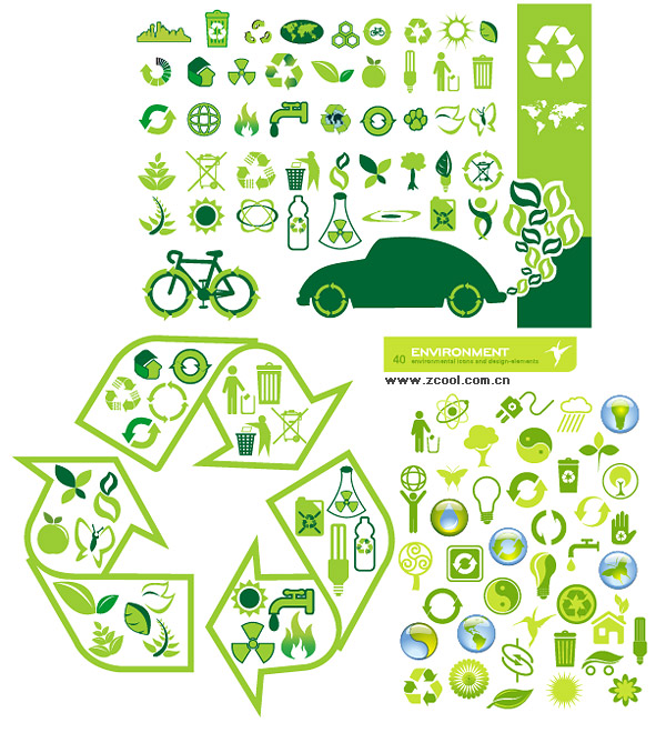 Variety of environmental themes icon vector material