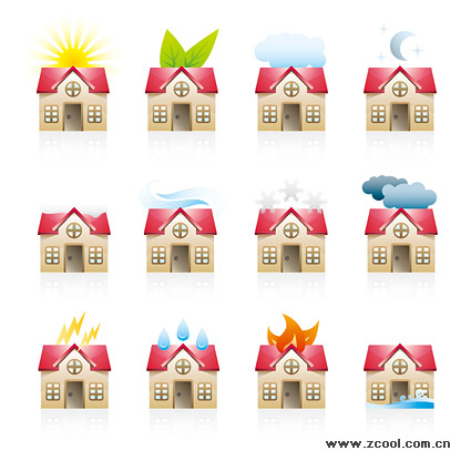 A variety of state of the house icon vector material