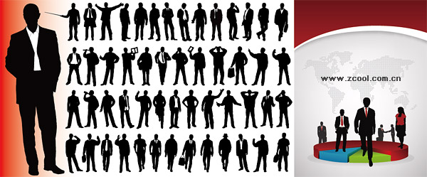 Business People silhouette Vector tortillas and statistical material