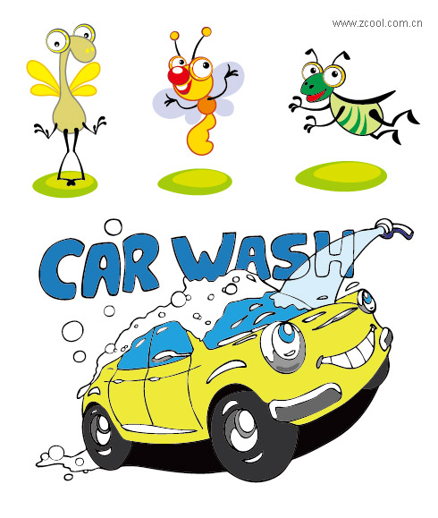 Insects and vector cartoon car material