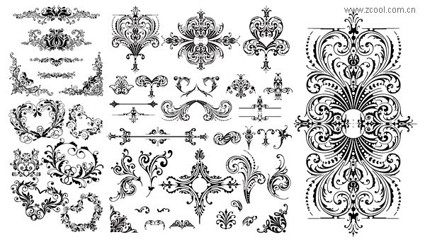 Variety of practical European-style lace pattern vector material