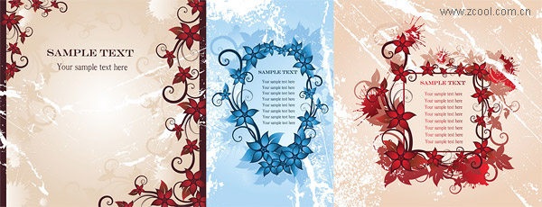 3 vector fashion flowers frame material-2