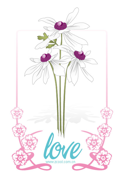 Vector love flowers lace material