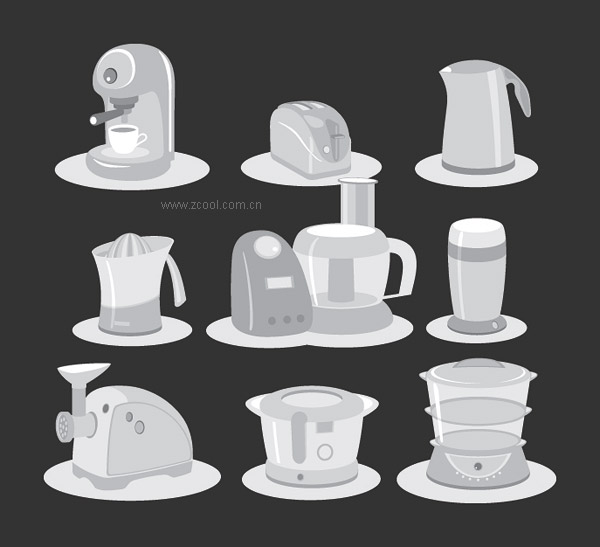 Vector of small electric household appliances