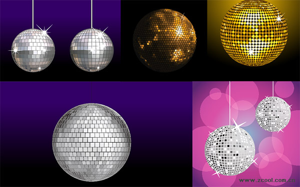 Variety of material vector disco ball