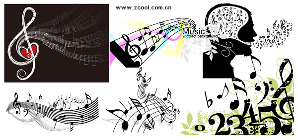 eps format, including jpg preview, keyword: Vector music, notes, music,  vector material Free Download