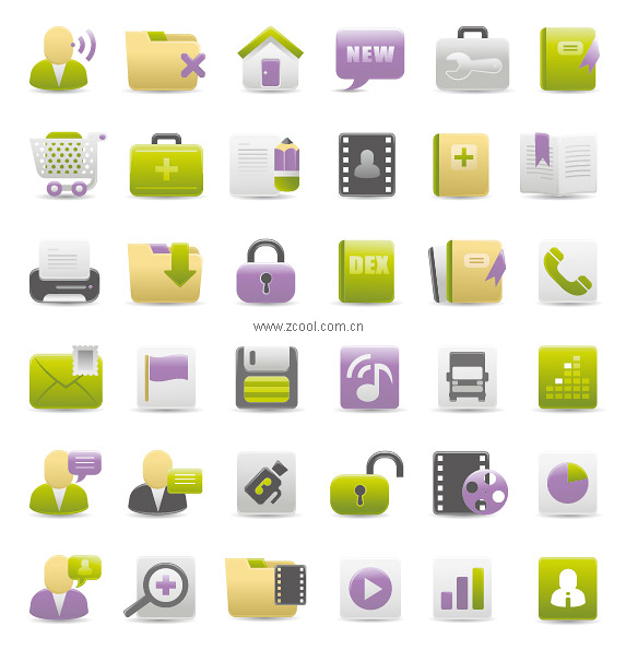 Web Design Gray Green Purple icon vector material