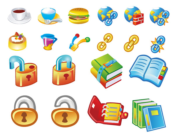 Books food icon vector material lock link