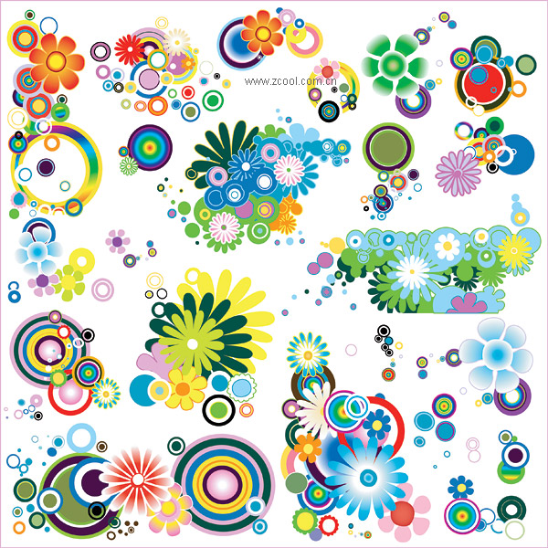 The trend of several lovely flowers element vector material